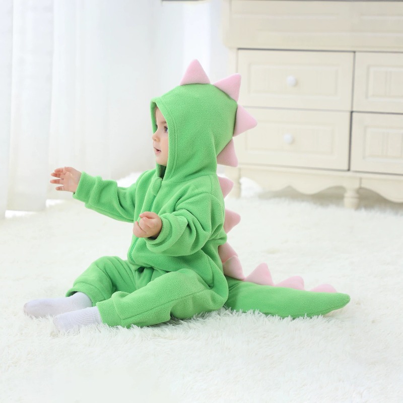 Newborn Baby Green Dinosaur Ro - Cotton Baby Onesies Zipper recension och pris