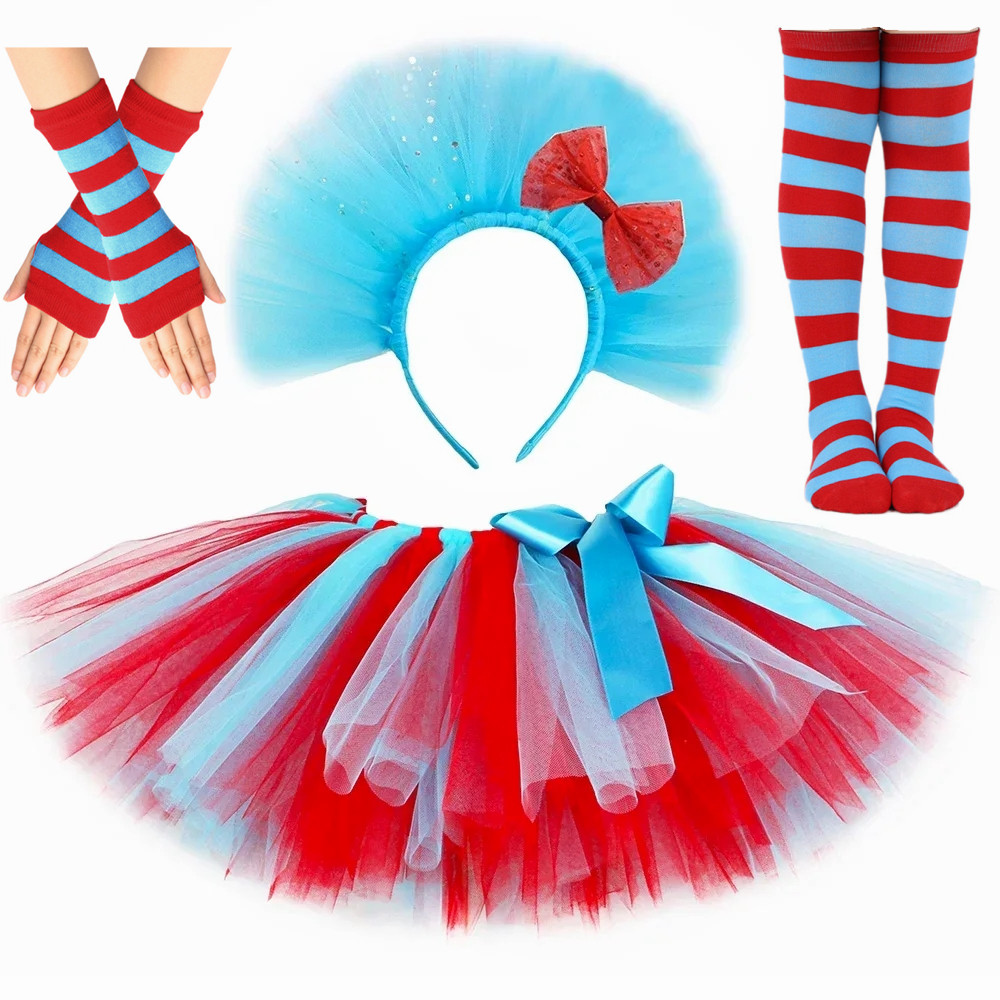 Red Blue Striped Thing Costume - Toddler Girl Tulle Party Dress recension och pris