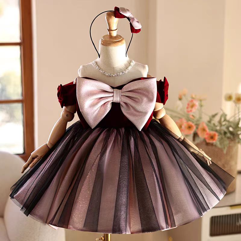 Jill Wish J464 Elegant Burgund - Toddler Girl Tulle Party Dress recension och pris