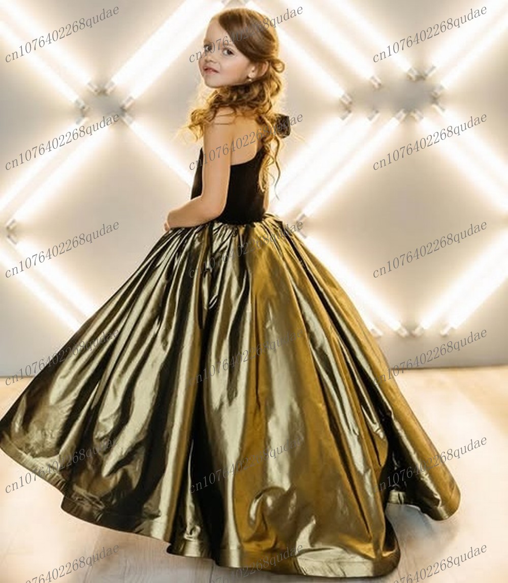 New Black And Gold Satin Flowe - Toddler Girl Tulle Party Dress recension och pris