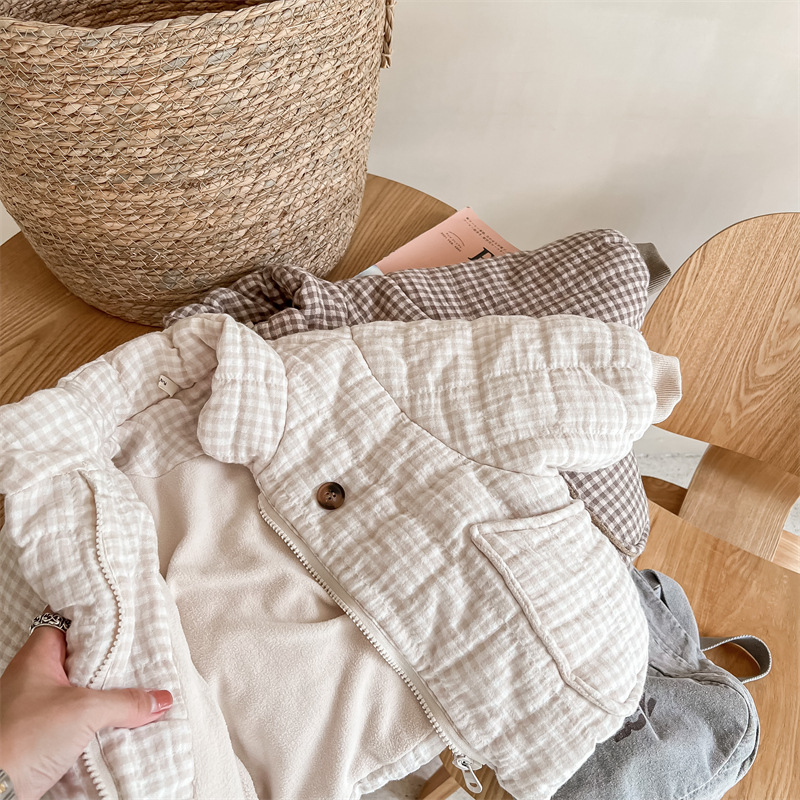 Kids Gingham Plaid Quilted Jac - Toddler Boy Winter Fleece Jacket recension och pris